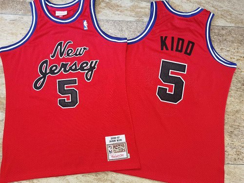 Men Brooklyn Nets #5 Kidd red Home NBA Jersey Print